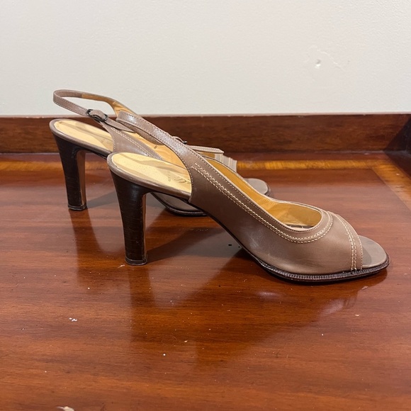 Vintage Julianelli Square Toe Leather Sling-back Heels - Picture 3 of 9